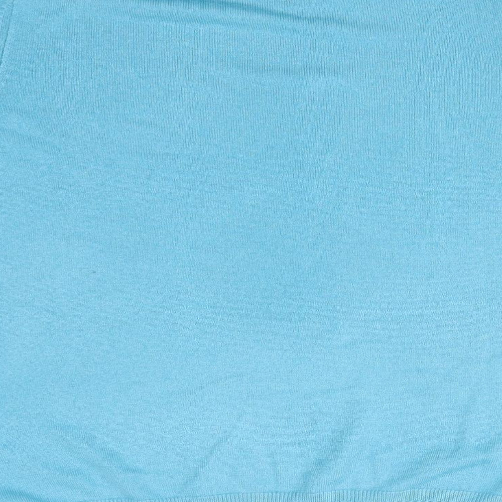 M&S Womens Blue  Acrylic Basic T-Shirt Size 14 Round Neck