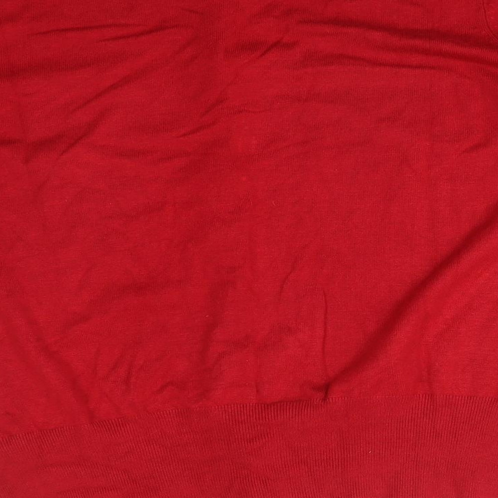 M&S Womens Red Round Neck  Viscose Cardigan Jumper Size 18