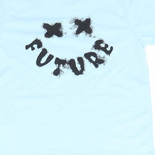 SheIn Boys Blue  Polyester Basic T-Shirt Size 6-7 Years Round Neck  - Future