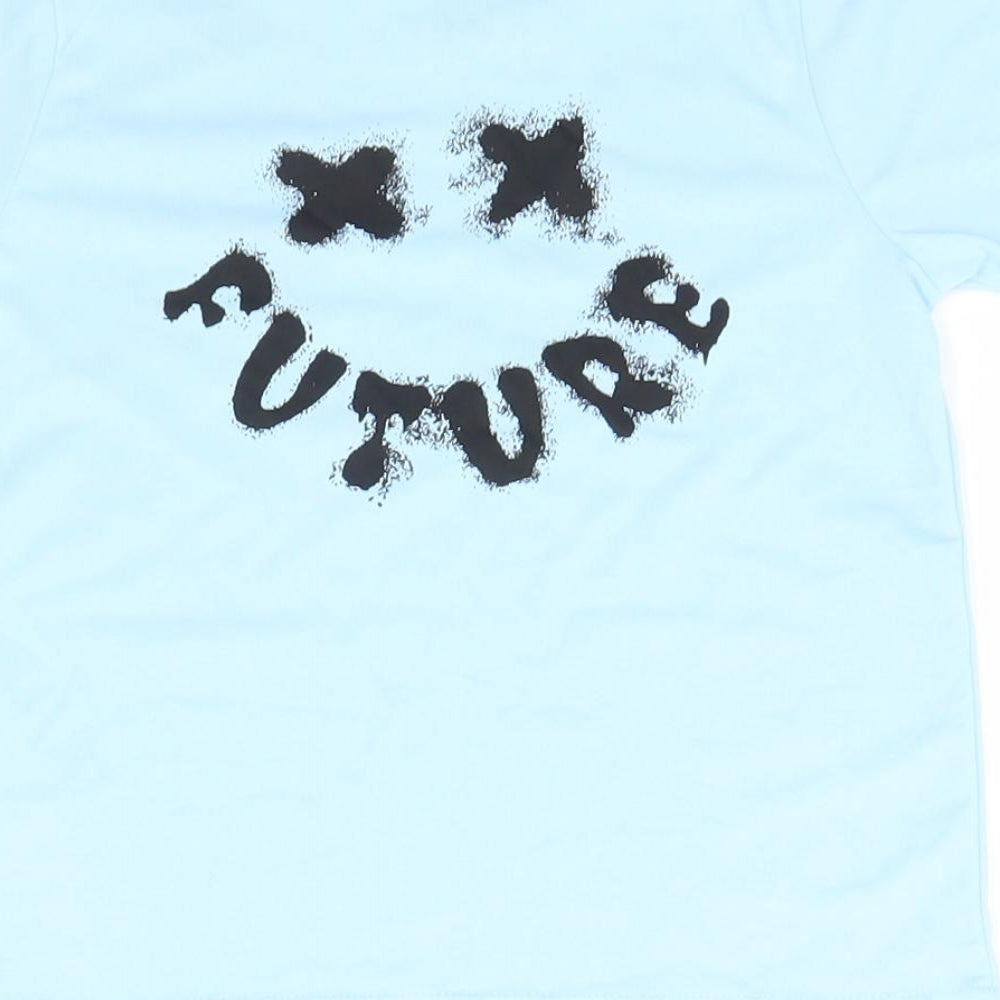 SheIn Boys Blue  Polyester Basic T-Shirt Size 6-7 Years Round Neck  - Future