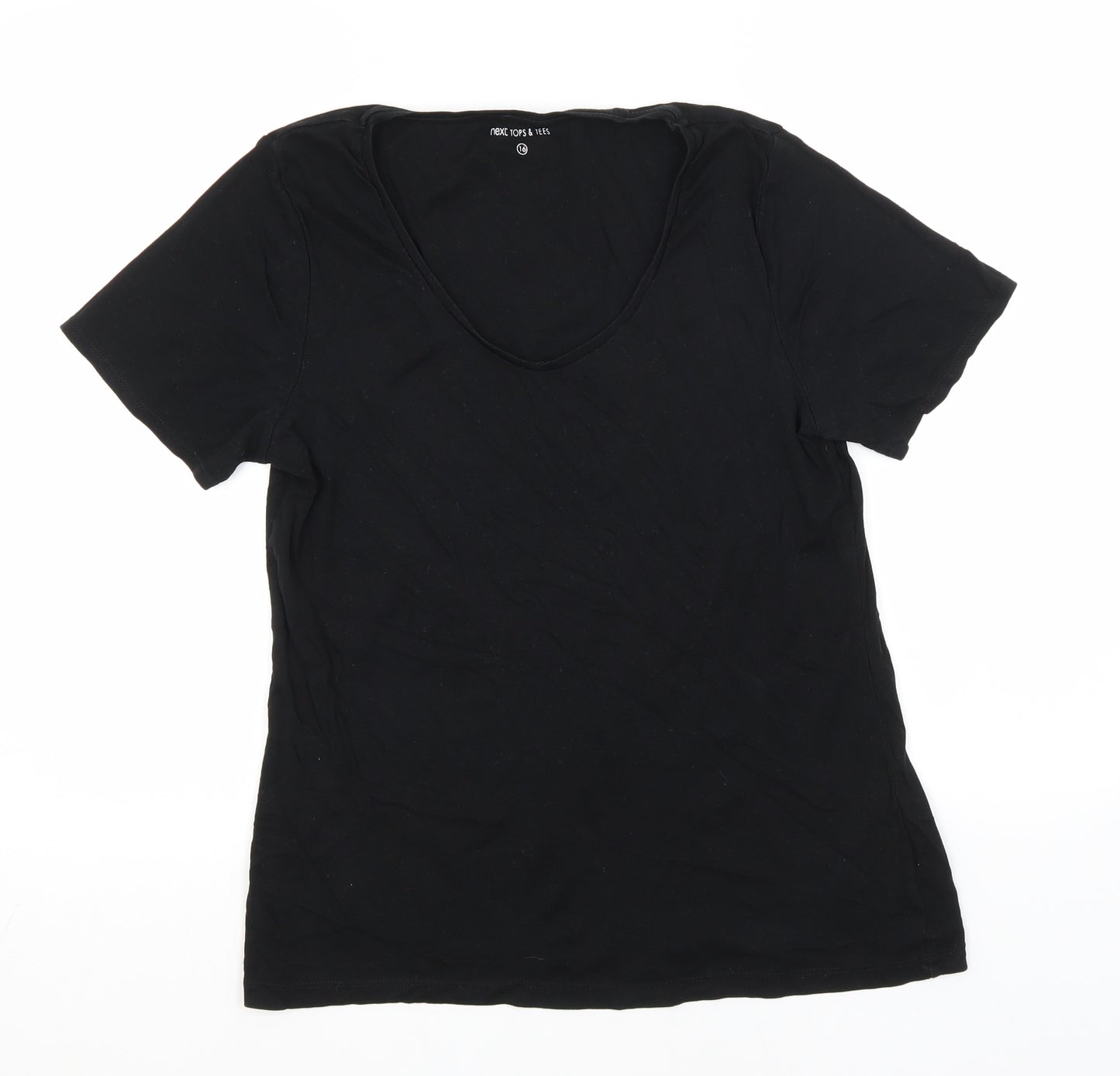 NEXT Womens Black  Cotton Basic T-Shirt Size 16 Round Neck