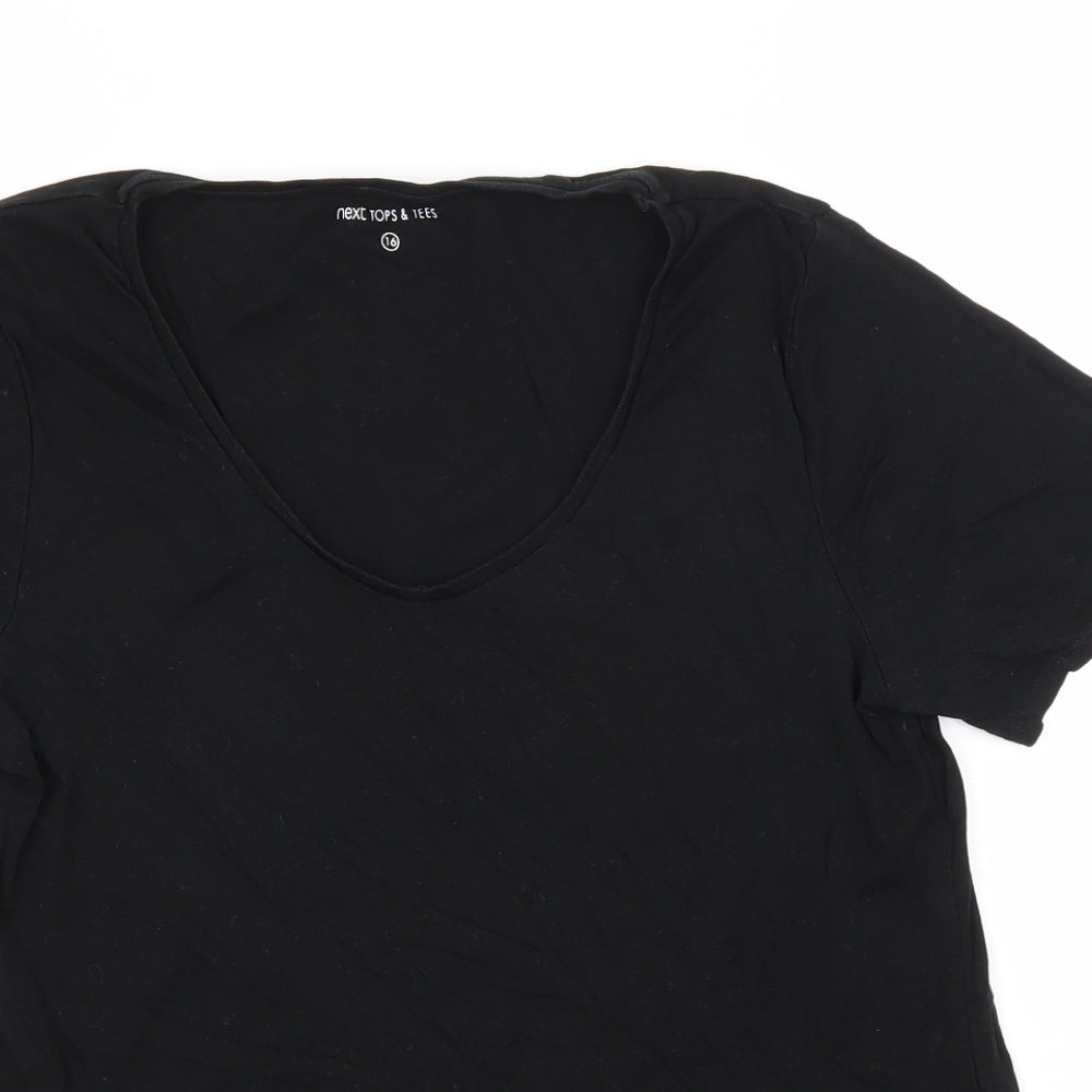 NEXT Womens Black  Cotton Basic T-Shirt Size 16 Round Neck