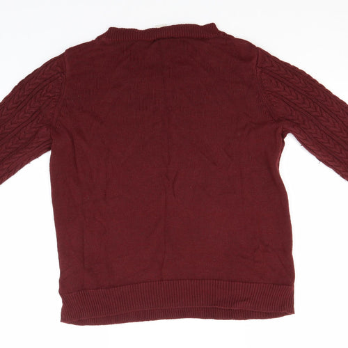 H&M Mens Red Round Neck  Acrylic Pullover Jumper Size L