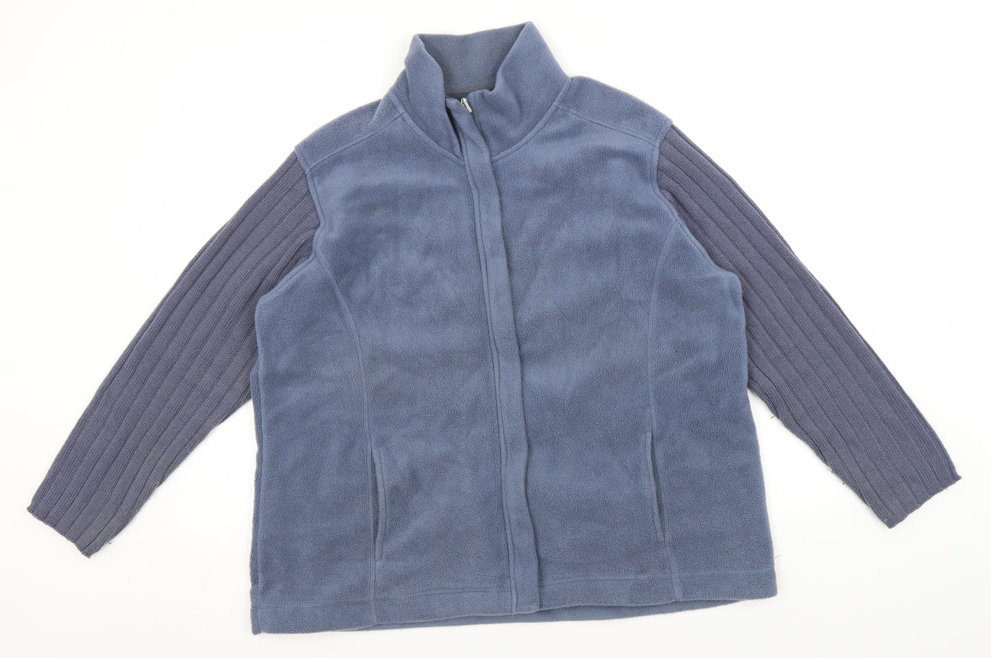 EWM Mens Blue Crew Neck  Polyester Full Zip Jumper Size XL