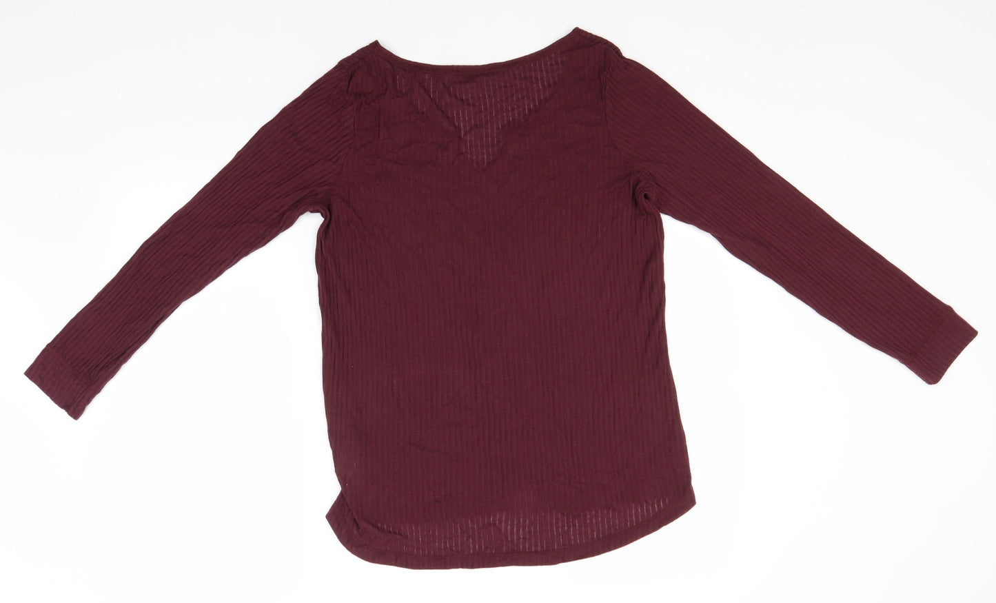 NEXT Womens Red Striped Viscose Basic T-Shirt Size 14 V-Neck