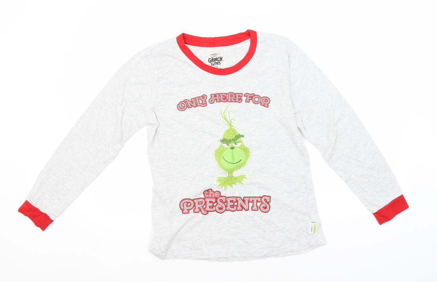 Dr. Seuss Womens Grey Round Neck   Pullover Jumper Size 10   - Grinch, Christmas