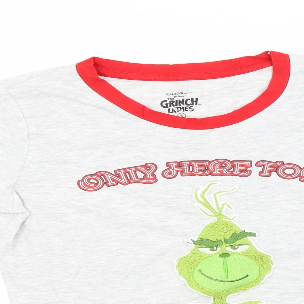 Dr. Seuss Womens Grey Round Neck   Pullover Jumper Size 10   - Grinch, Christmas