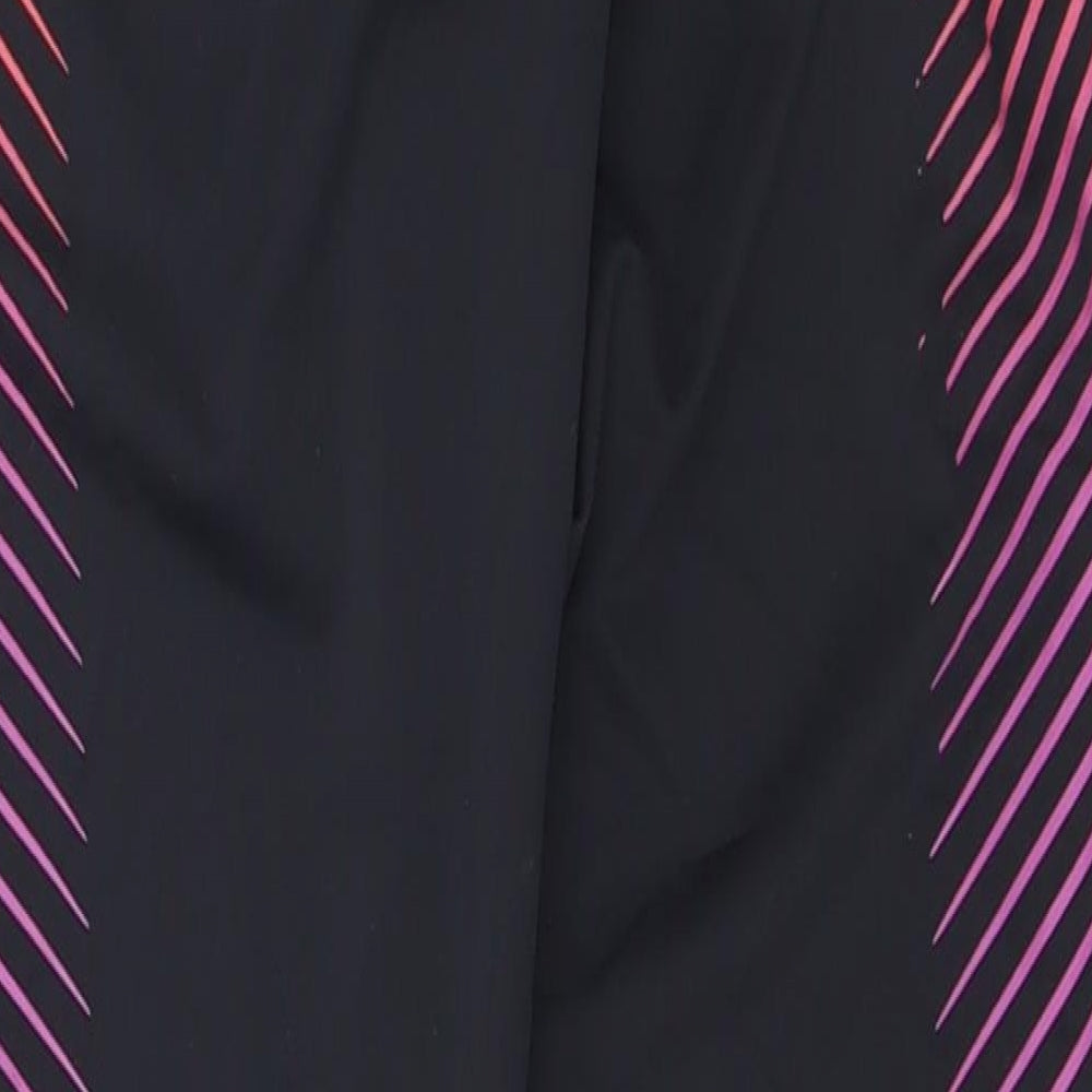 Primark Womens Black Striped Polyamide Compression Leggings Size 10 L26 in Regular