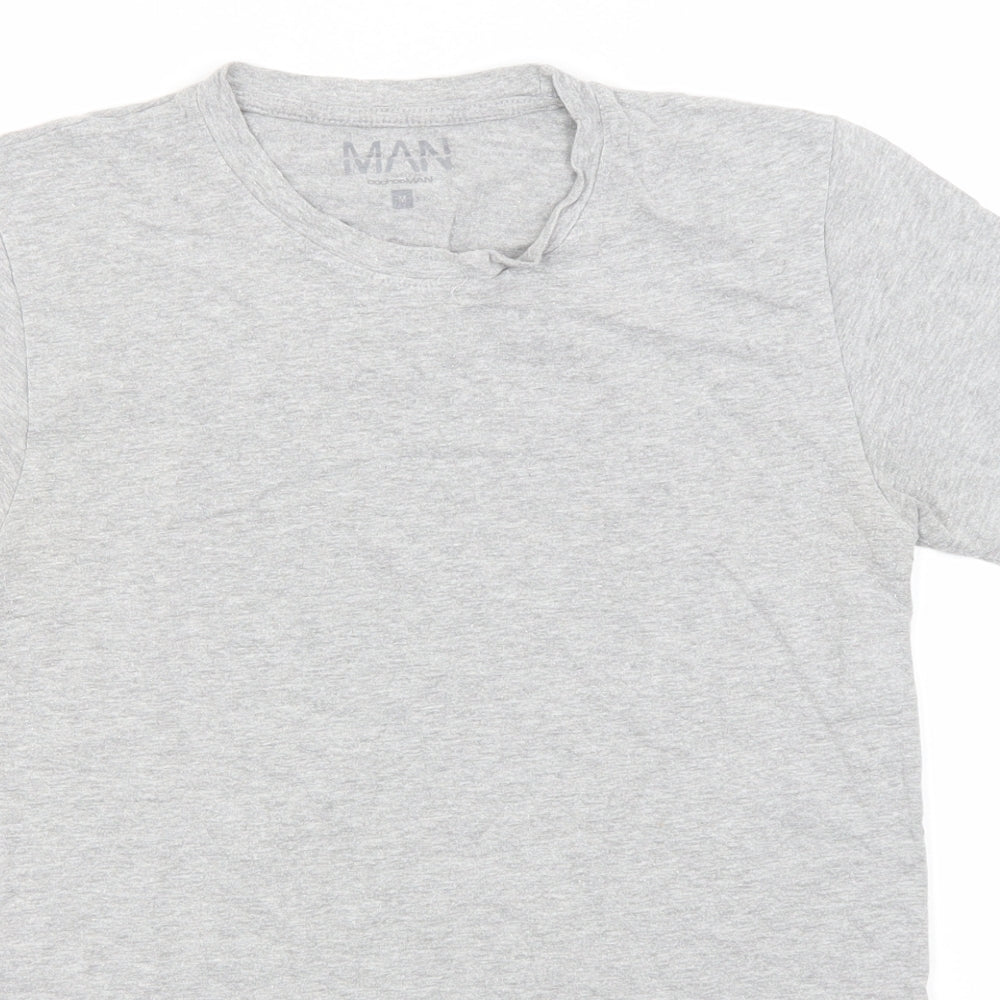 Boohoo Mens Grey  Cotton  T-Shirt Size M Round Neck