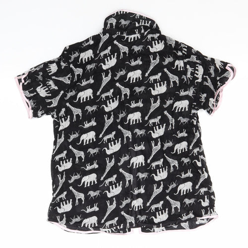 Cotton Reel Womens Black Animal Print Cotton Top Pyjama Top Size S