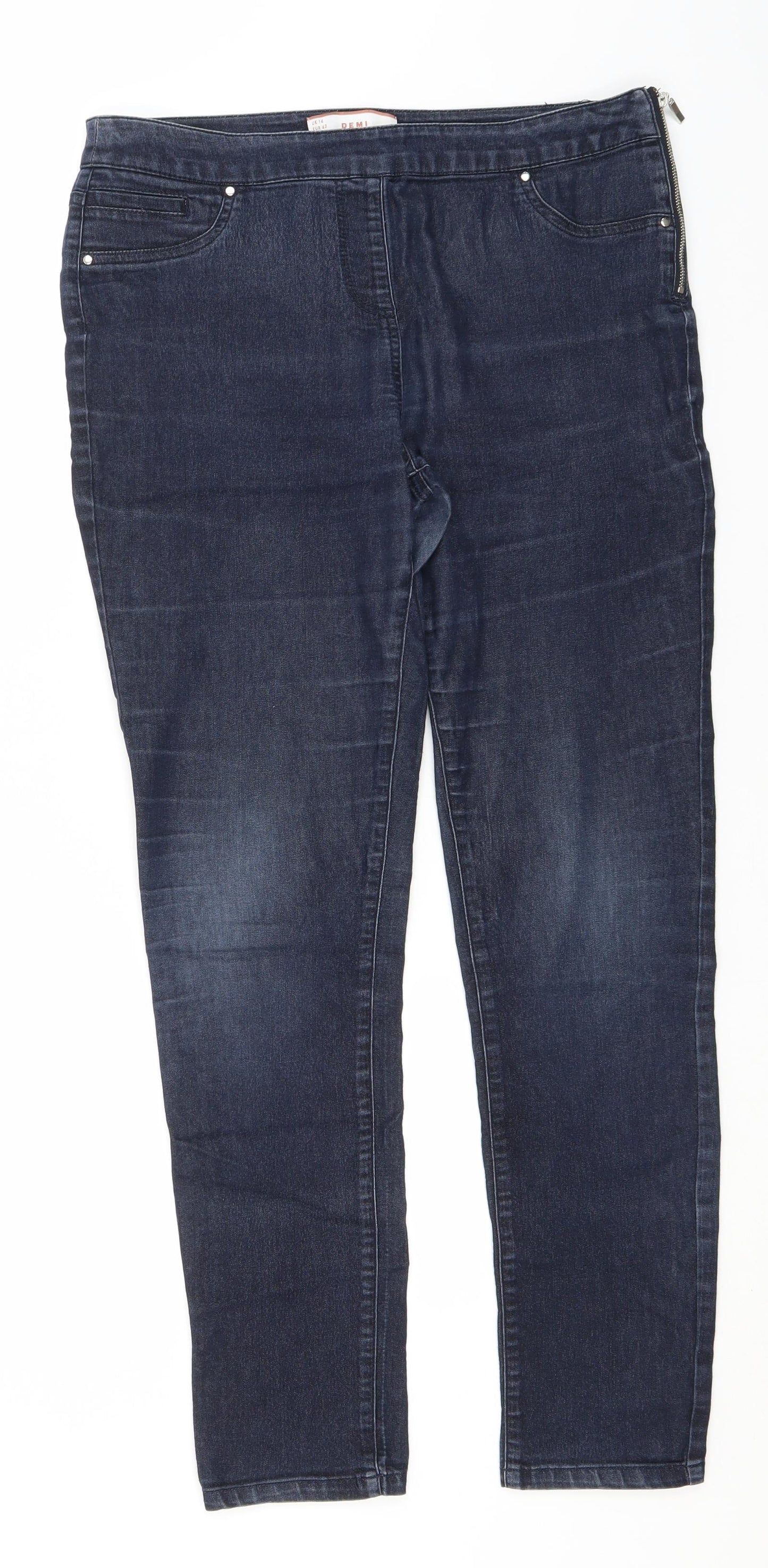 Wallis Womens Blue  Cotton Straight Jeans Size 14 L30 in Regular