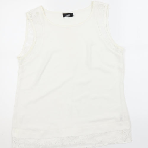 Wallis Womens White  Polyester Basic Tank Size 12 Round Neck