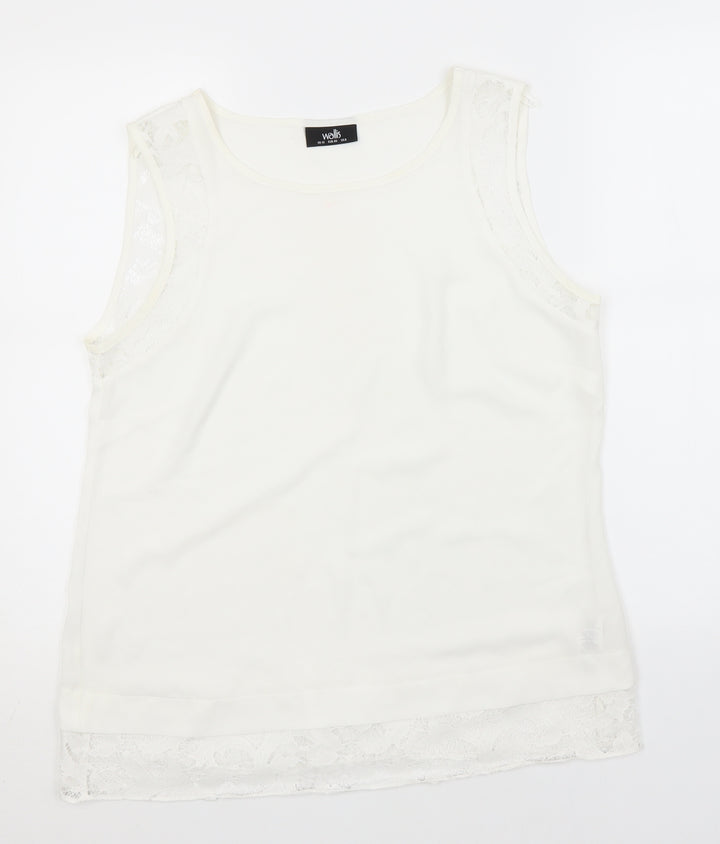 Wallis Womens White Polyester Basic Tank Size 12 Round Neck