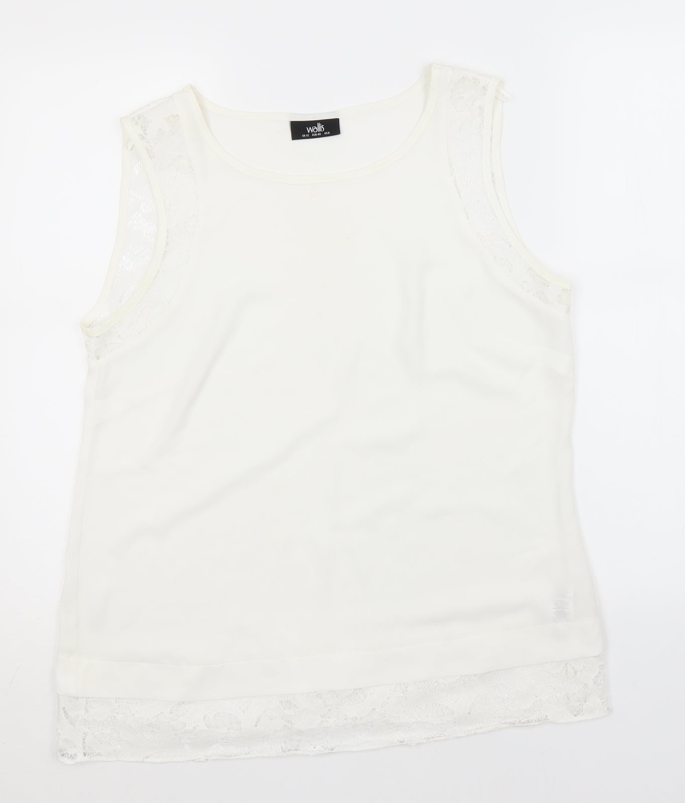 Wallis Womens White  Polyester Basic Tank Size 12 Round Neck