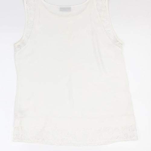 Wallis Womens White  Polyester Basic Tank Size 12 Round Neck