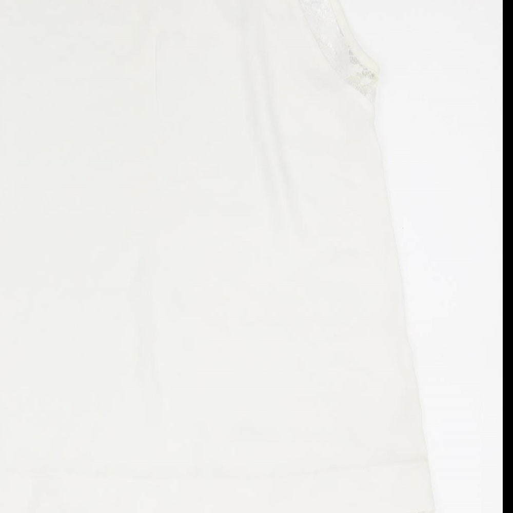 Wallis Womens White  Polyester Basic Tank Size 12 Round Neck
