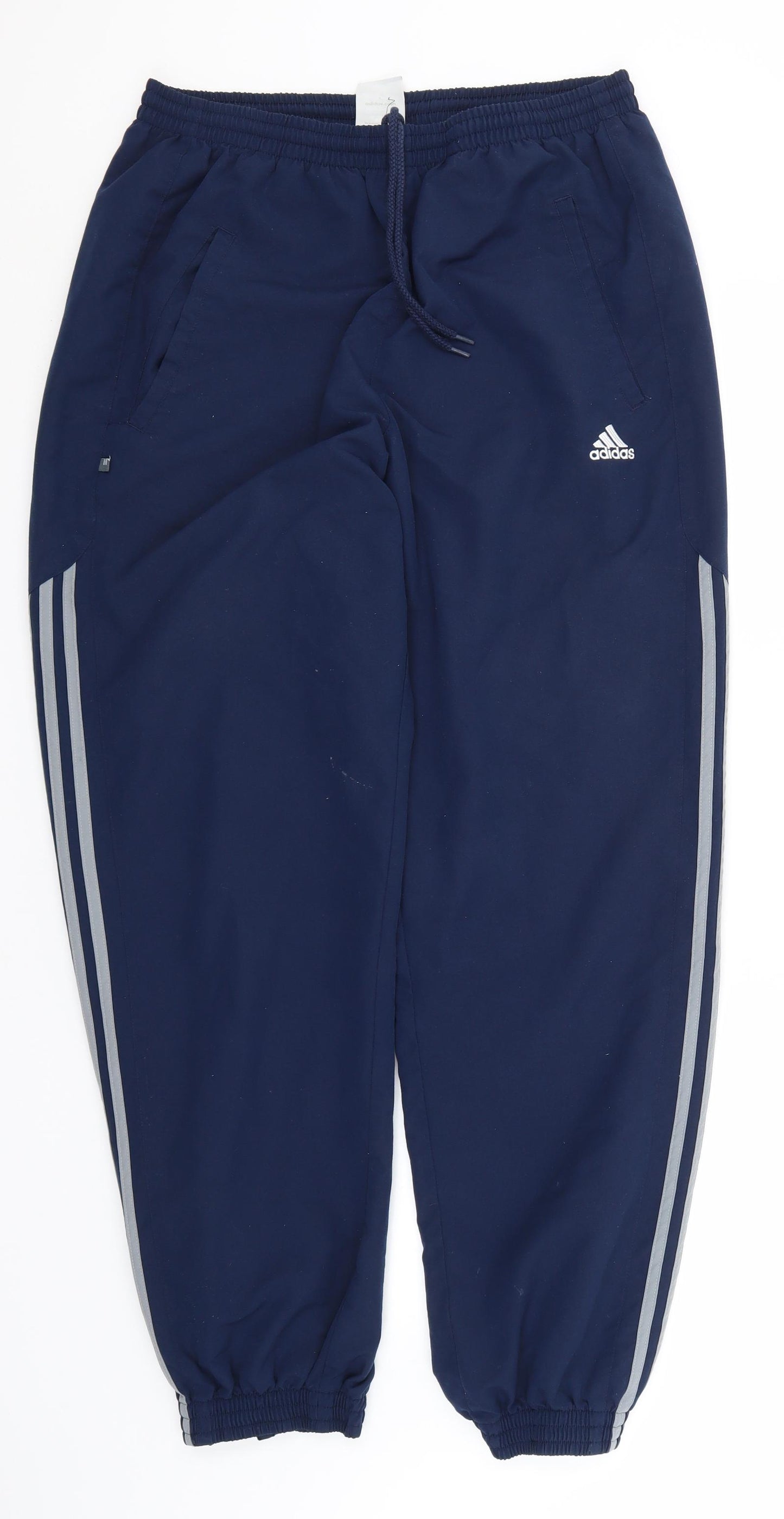 adidas Mens Blue  Polyester Track Pants Trousers Size L L30 in Regular