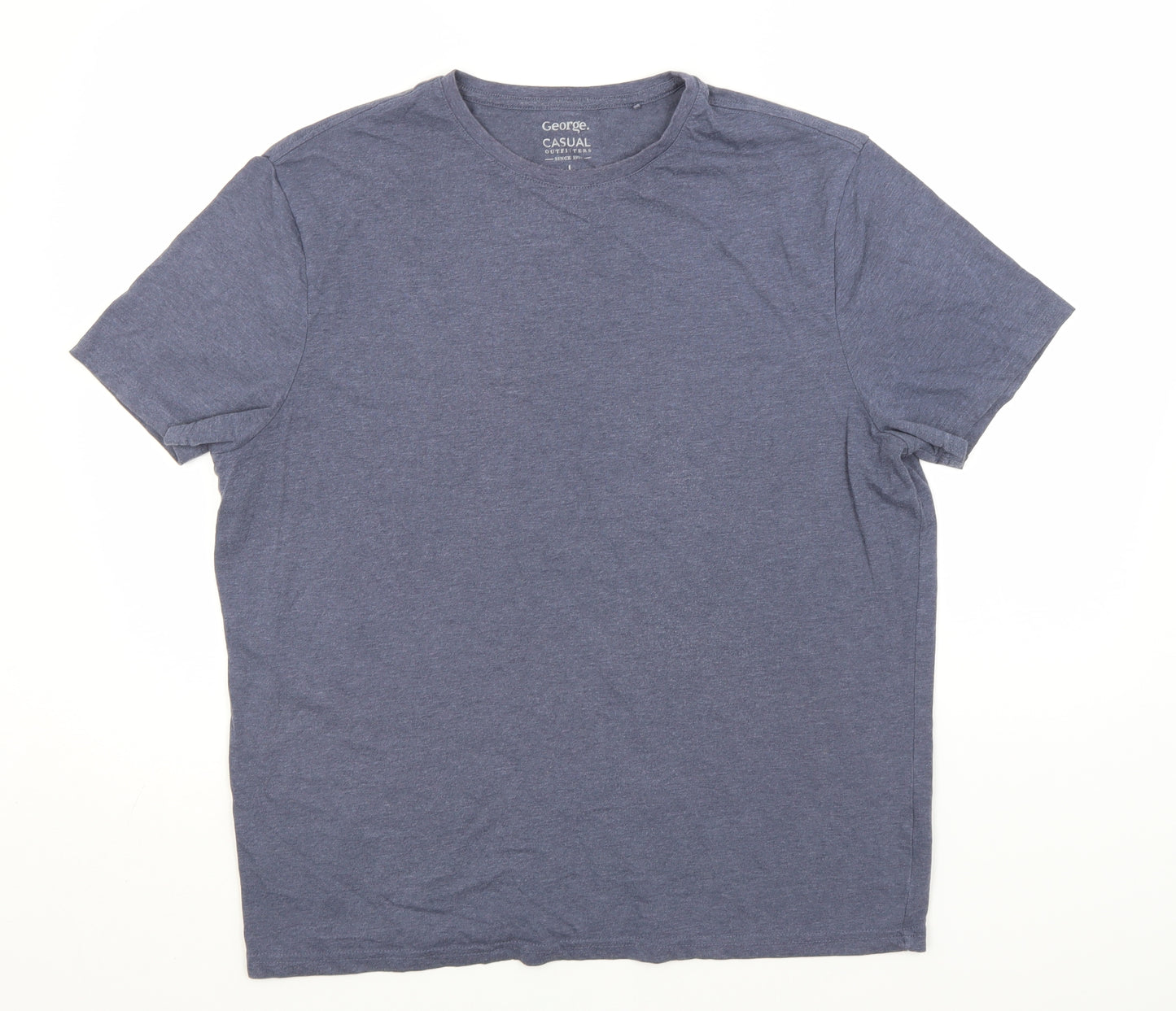George Mens Blue  Cotton  T-Shirt Size L Round Neck