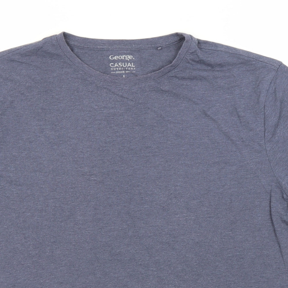 George Mens Blue  Cotton  T-Shirt Size L Round Neck