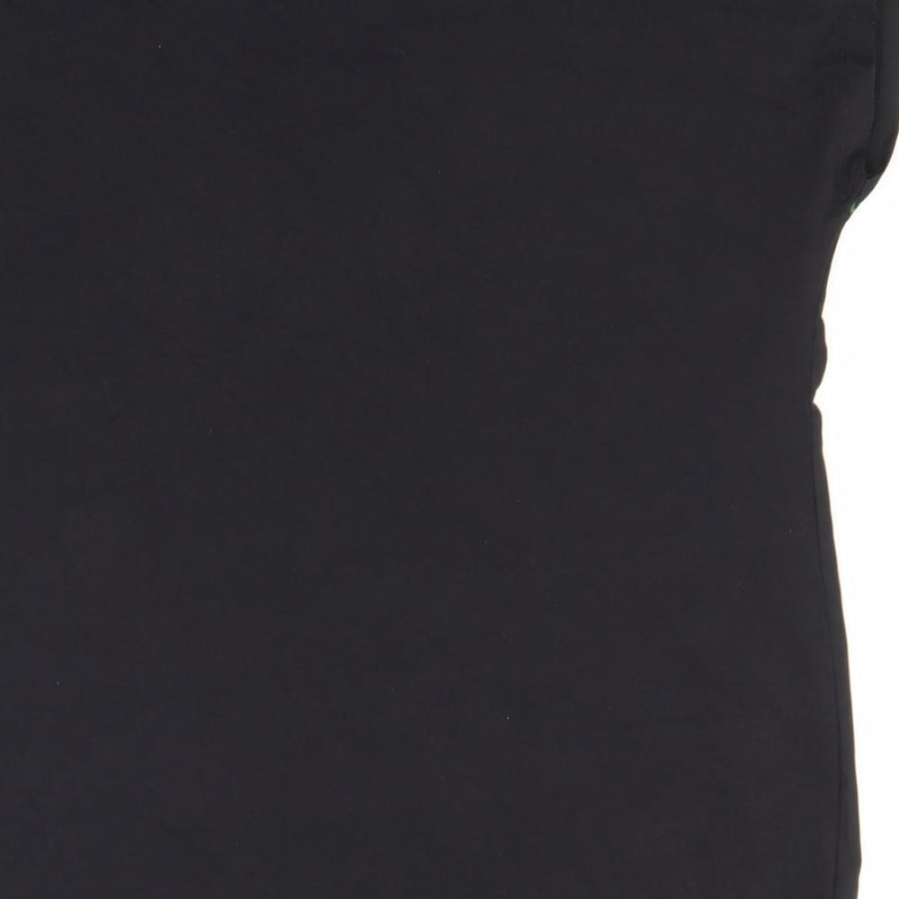 Preworn Womens Black Floral Polyester Basic T-Shirt Size 16 Round Neck