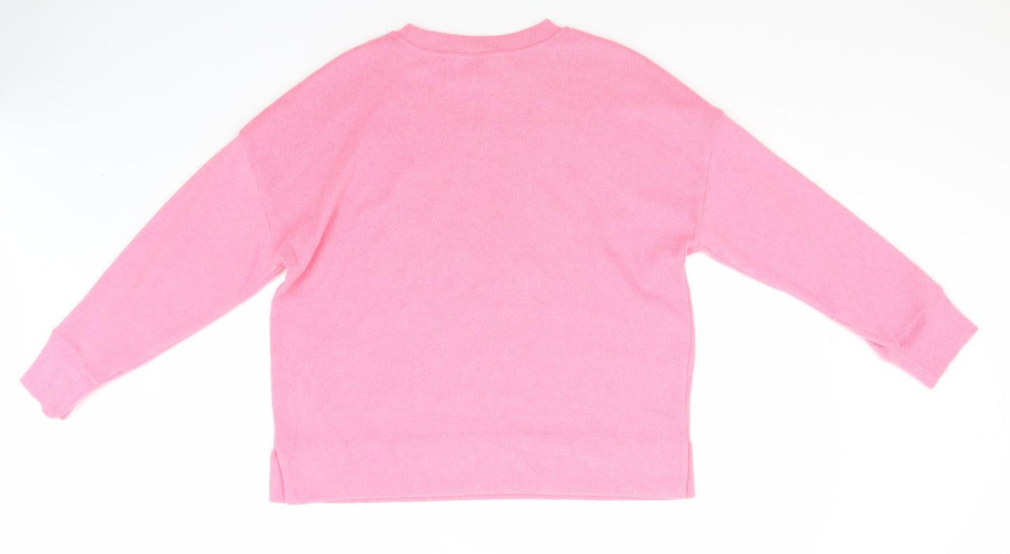 F&F Womens Pink Round Neck  Polyester Pullover Jumper Size 14   - Star