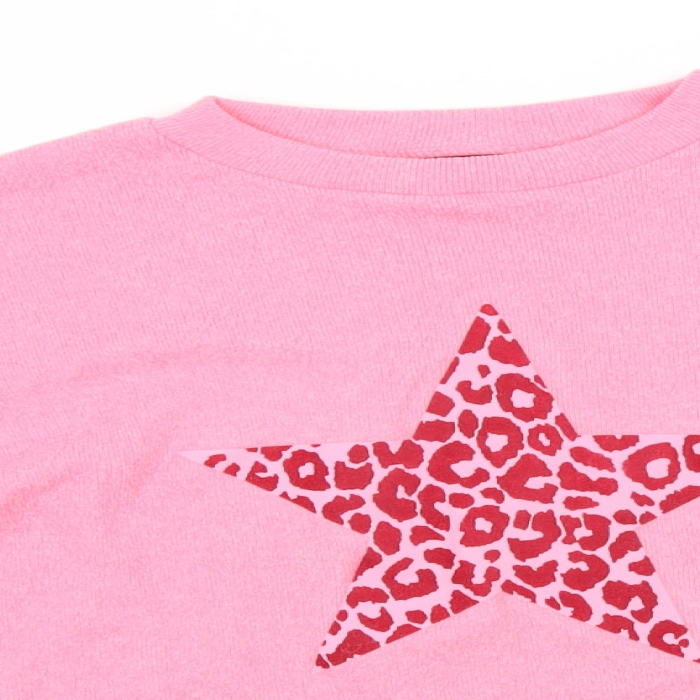 F&F Womens Pink Round Neck  Polyester Pullover Jumper Size 14   - Star