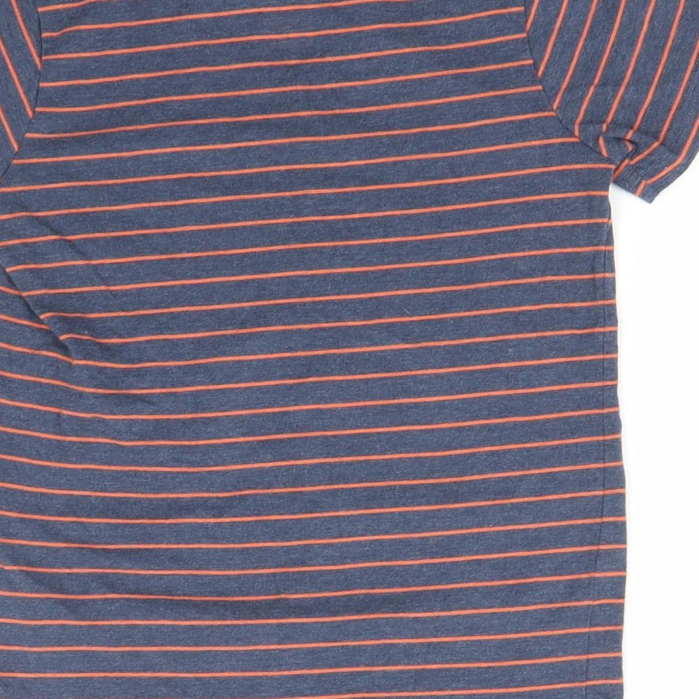 Matalan Boys Grey Striped Cotton Basic T-Shirt Size 8 Years Round Neck