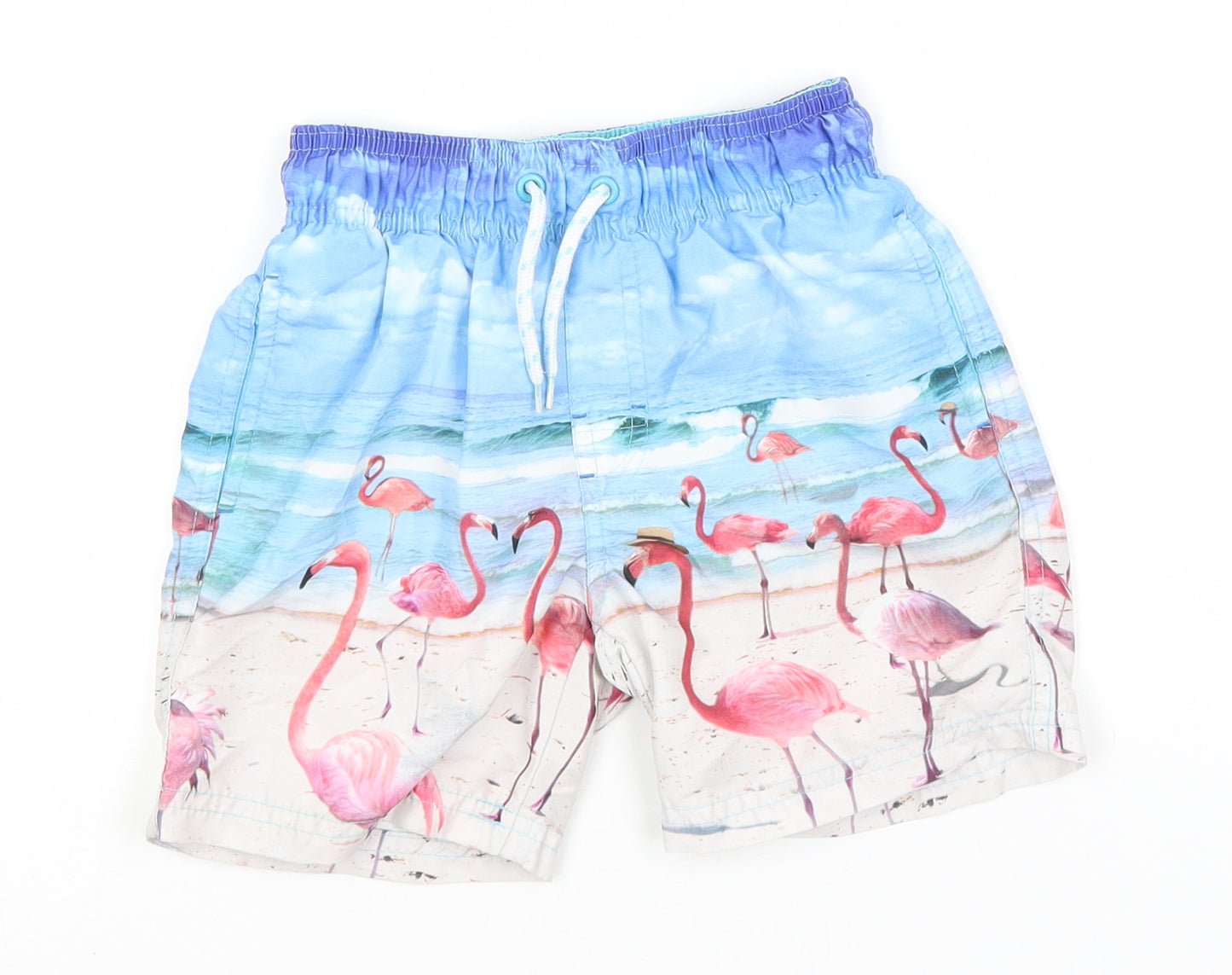 Primark Boys Blue Geometric Polyester Utility Shorts Size 4-5 Years  Regular  - Flamingos, Beach