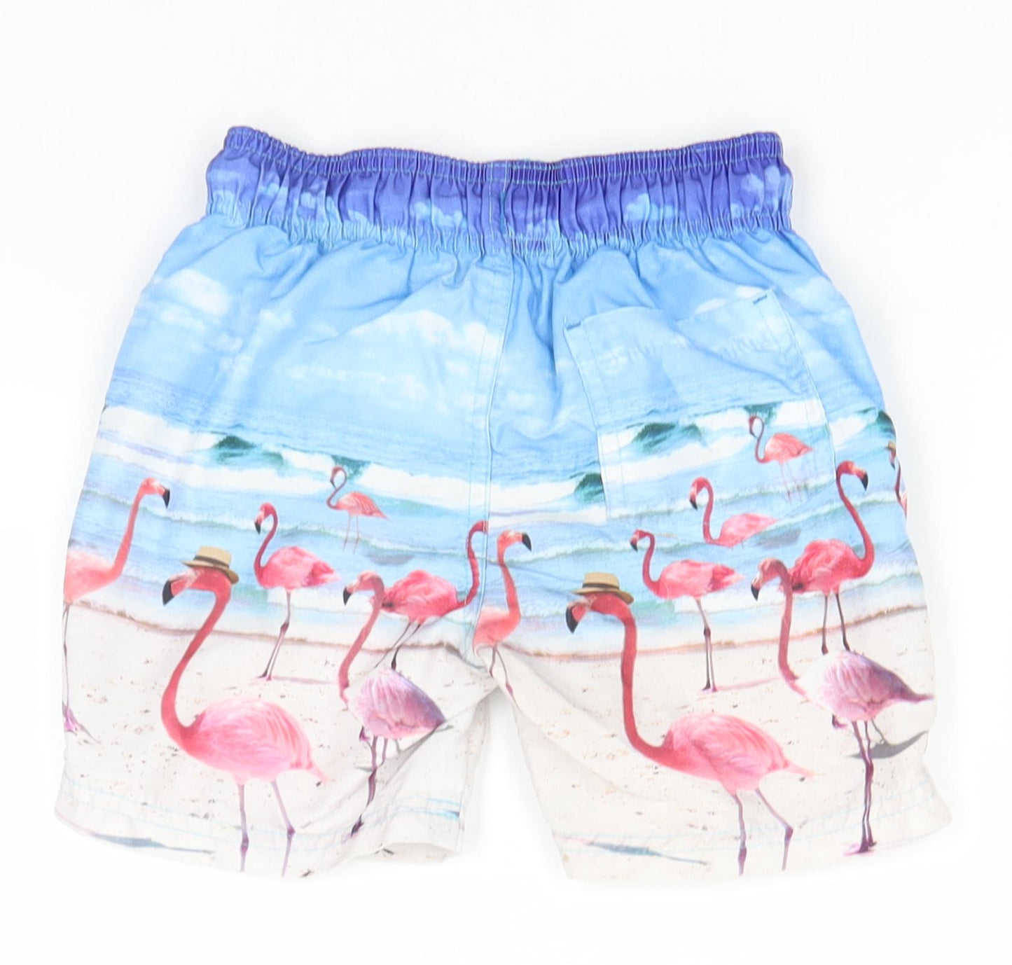 Primark Boys Blue Geometric Polyester Utility Shorts Size 4-5 Years  Regular  - Flamingos, Beach