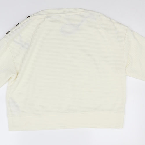 H&M Womens Ivory Round Neck Striped Polyester Pullover Jumper Size M