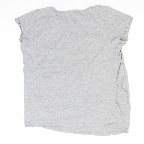 New Look Womens Grey  Cotton Basic T-Shirt Size 14 Round Neck