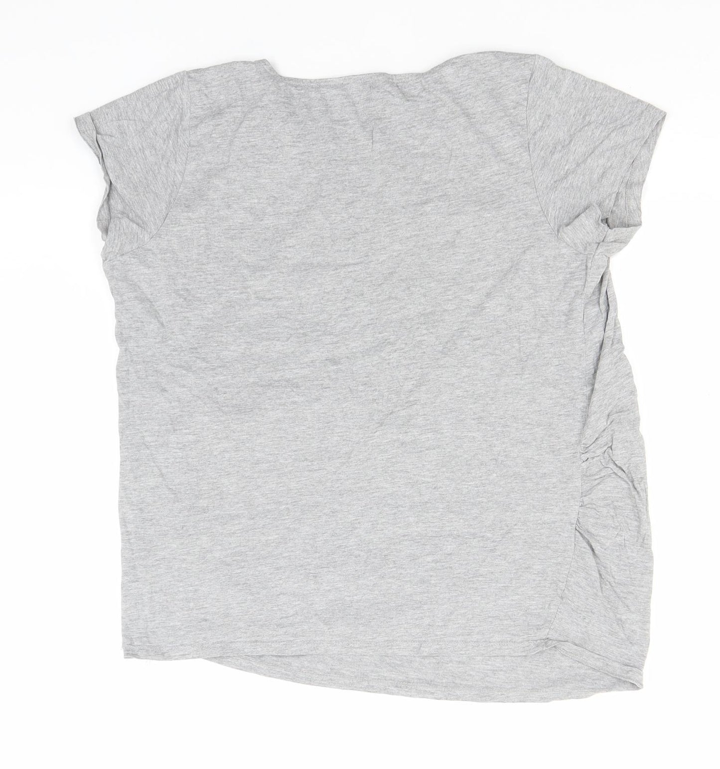 New Look Womens Grey  Cotton Basic T-Shirt Size 14 Round Neck