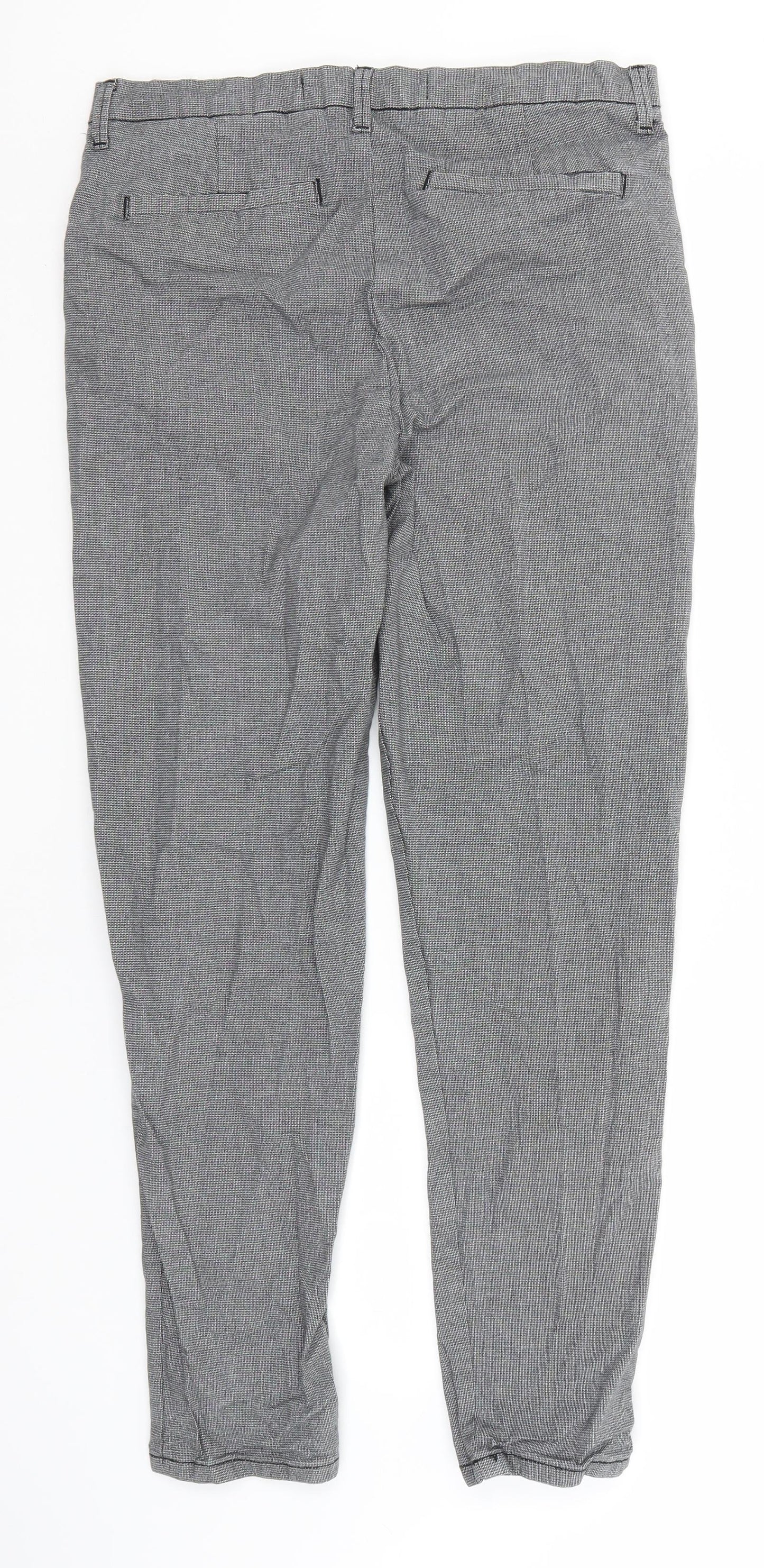 Primark Mens Grey Check Cotton Trousers  Size 34 in L30 in Regular