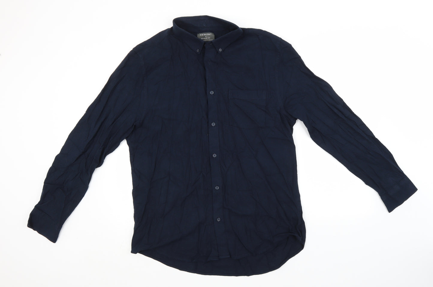 Primark Mens Blue  Cotton  Button-Up Size XL Collared