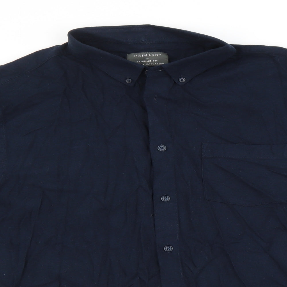 Primark Mens Blue  Cotton  Button-Up Size XL Collared