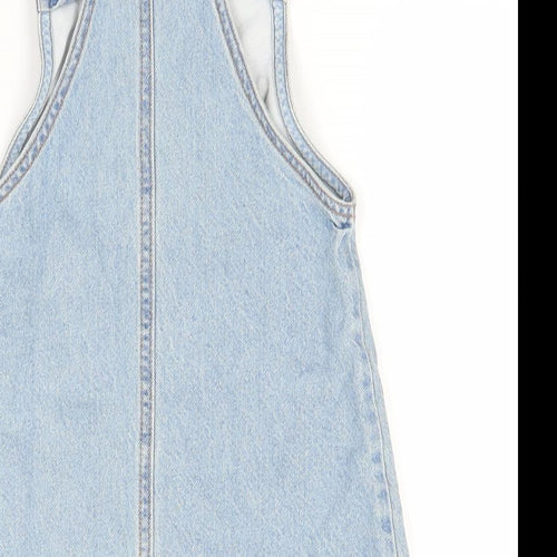 Disney Girls Blue  Cotton Pinafore/Dungaree Dress  Size 5-6 Years  Square Neck  - Minnie Mouse