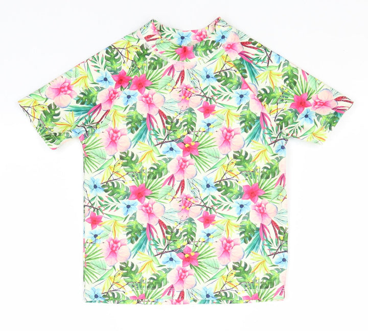 Minoti Girls Green Floral Polyester Basic T-Shirt Size 4-5 Years Round Neck