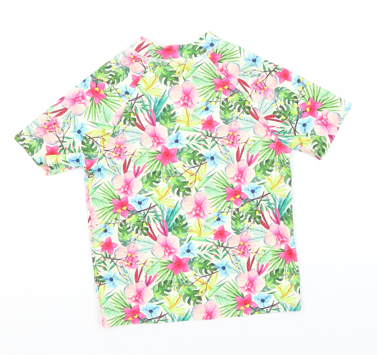 Minoti Girls Green Floral Polyester Basic T-Shirt Size 4-5 Years Round Neck