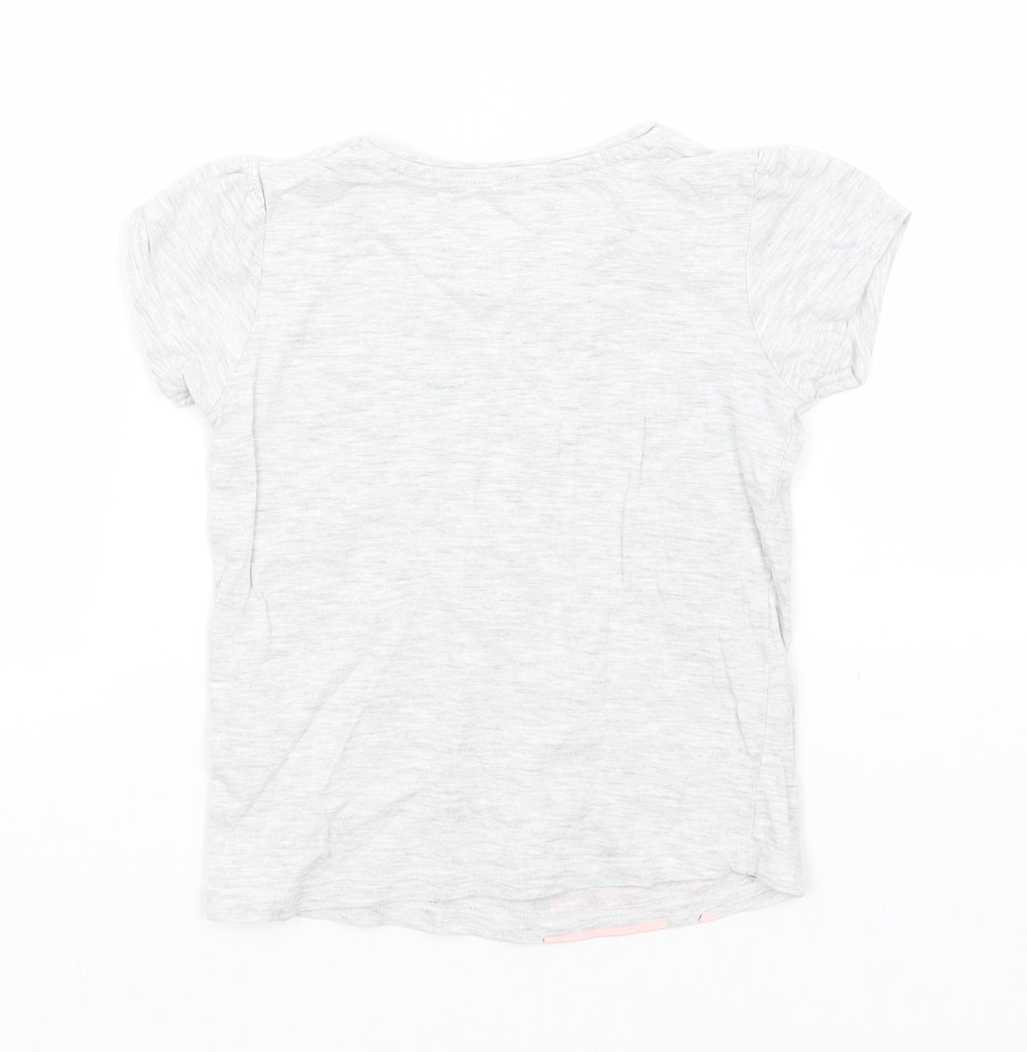 Primark Girls Grey  Cotton Basic T-Shirt Size 3-4 Years Round Neck  - Bunny