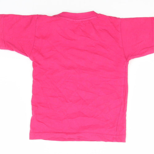 Preworn Girls Pink  Cotton Basic T-Shirt Size 4 Years Round Neck  - Red Sea, Egypt