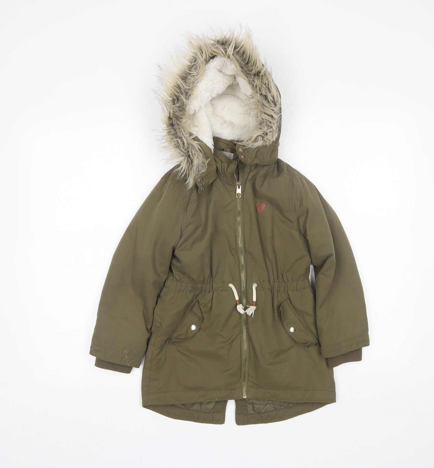 H&M Girls Green   Parka Jacket Size 6-7 Years