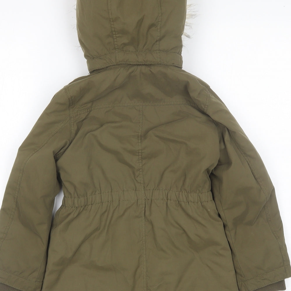 H&M Girls Green   Parka Jacket Size 6-7 Years
