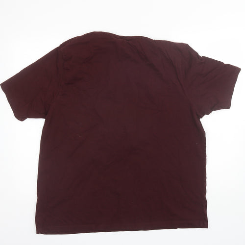 Marks and Spencer Mens Red  Cotton  T-Shirt Size 2XL Round Neck