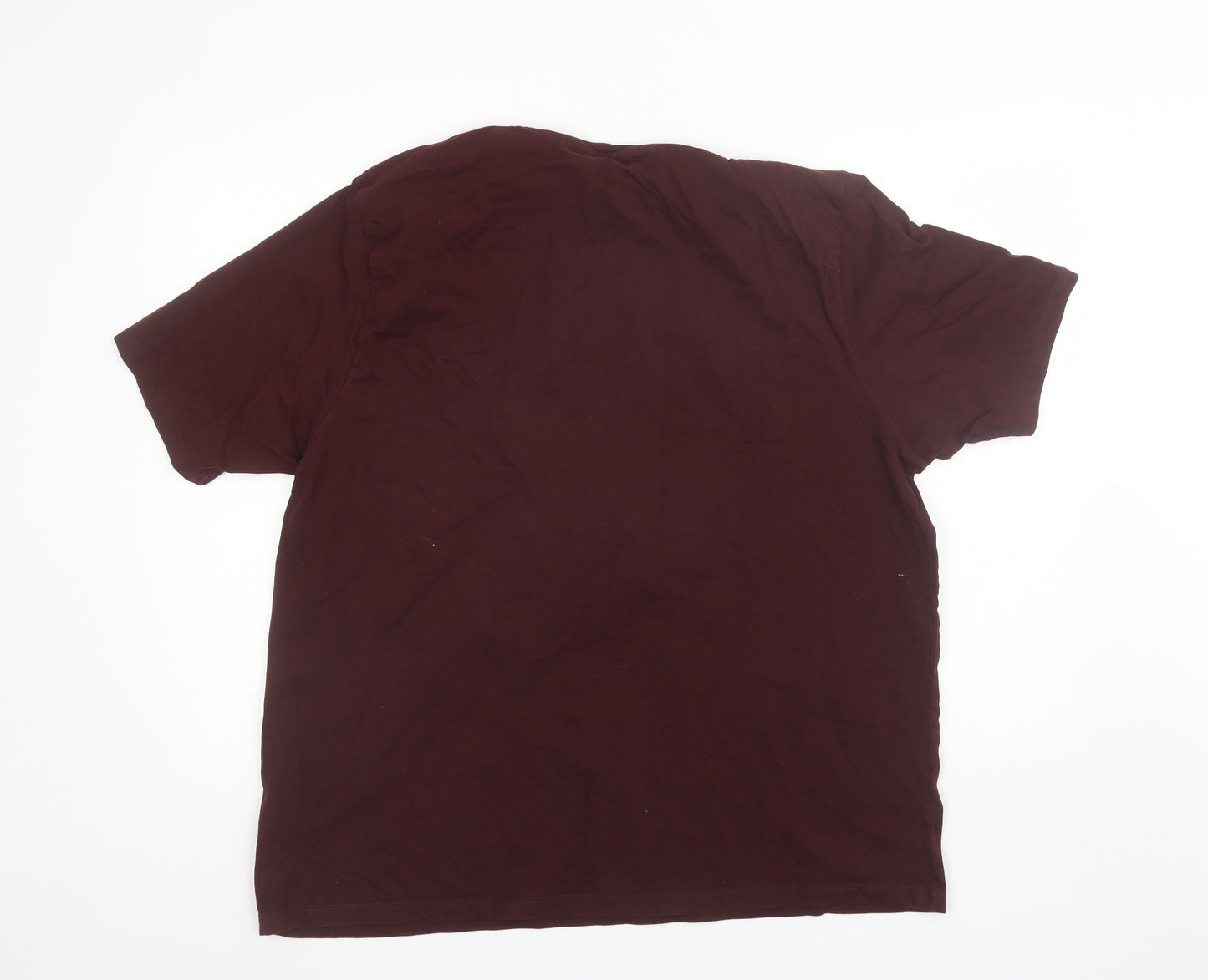 Marks and Spencer Mens Red  Cotton  T-Shirt Size 2XL Round Neck