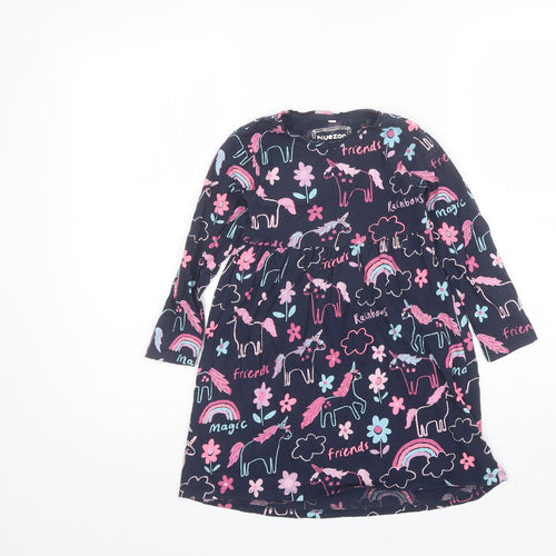 Blue Zoo Girls Blue  Cotton Shift  Size 5-6 Years  Round Neck