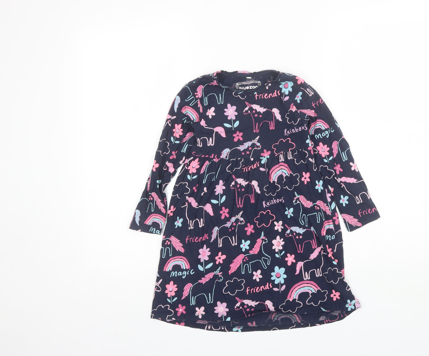 Blue Zoo Girls Blue  Cotton Shift  Size 5-6 Years  Round Neck