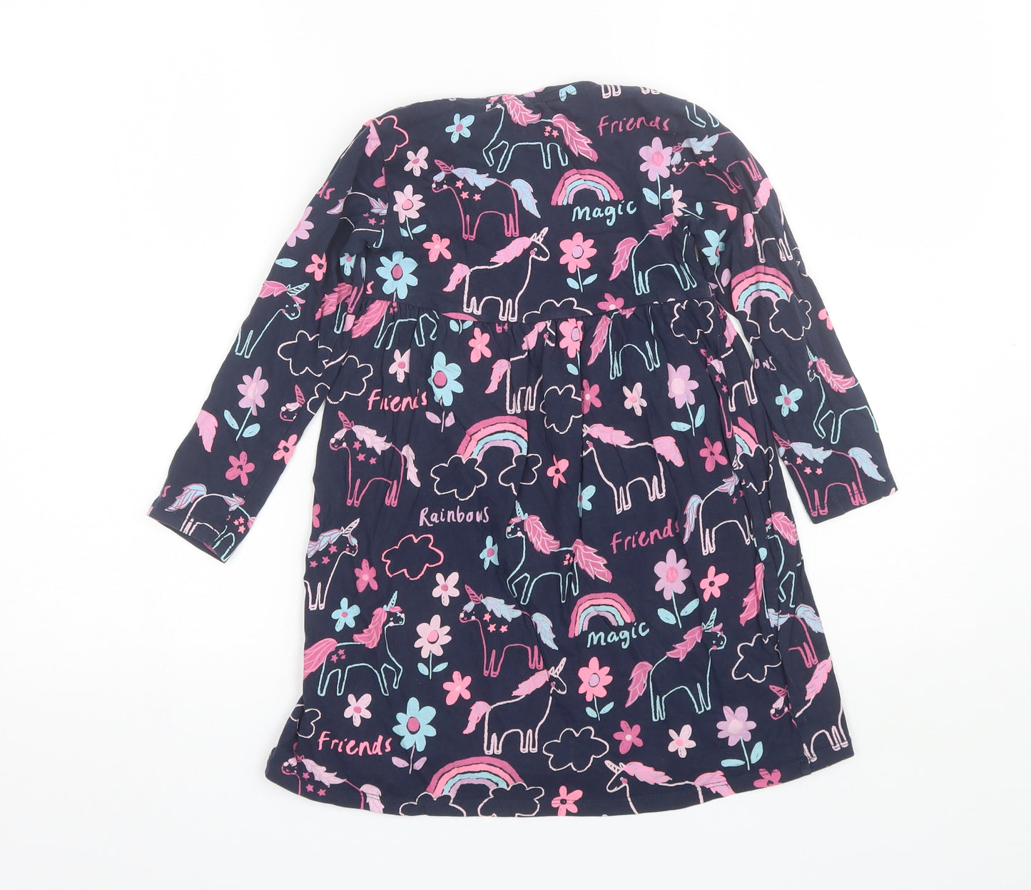 Blue Zoo Girls Blue  Cotton Shift  Size 5-6 Years  Round Neck