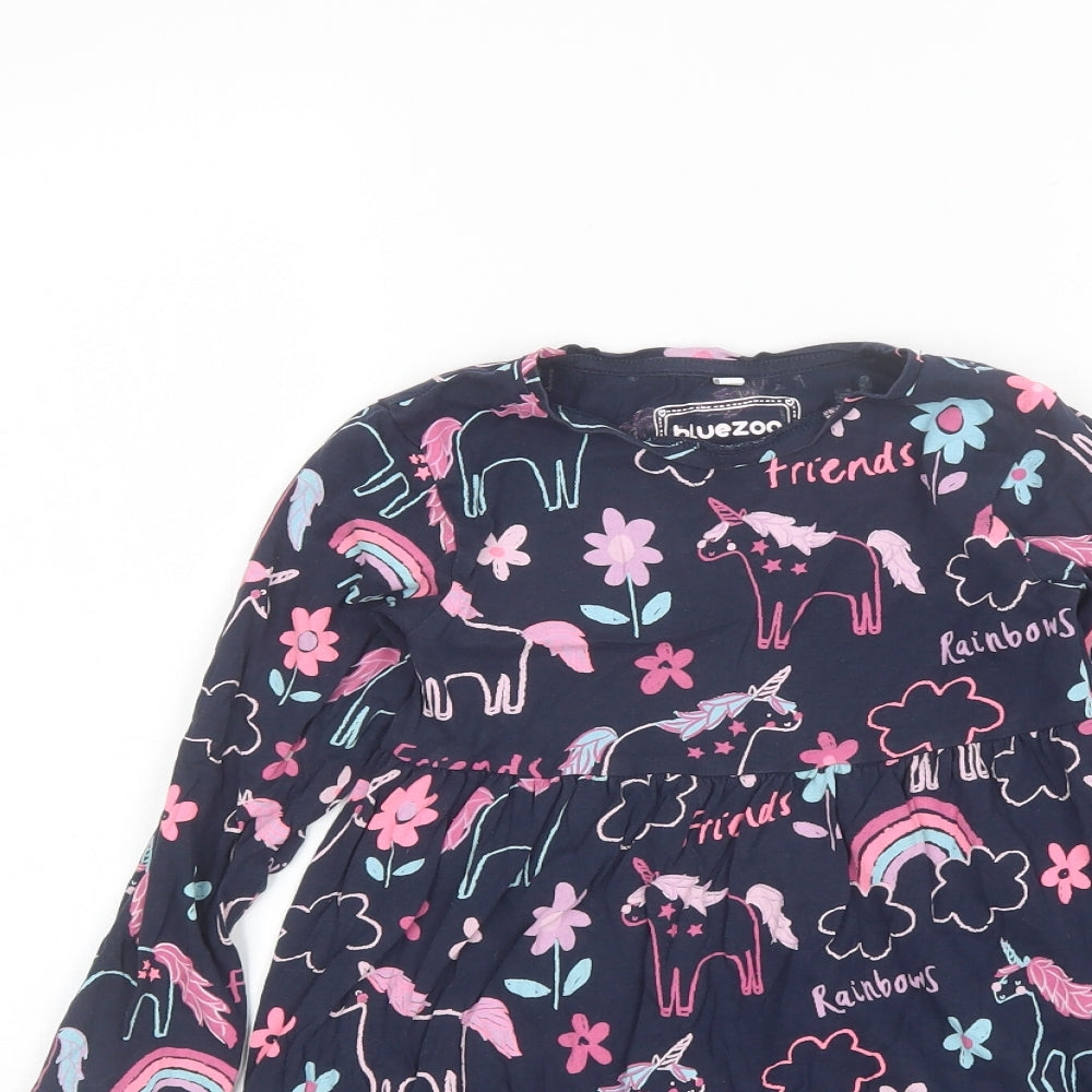 Blue Zoo Girls Blue  Cotton Shift  Size 5-6 Years  Round Neck