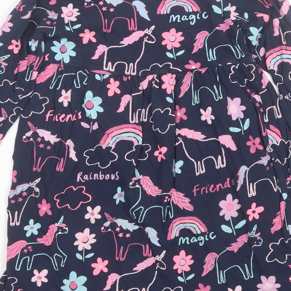 Blue Zoo Girls Blue  Cotton Shift  Size 5-6 Years  Round Neck