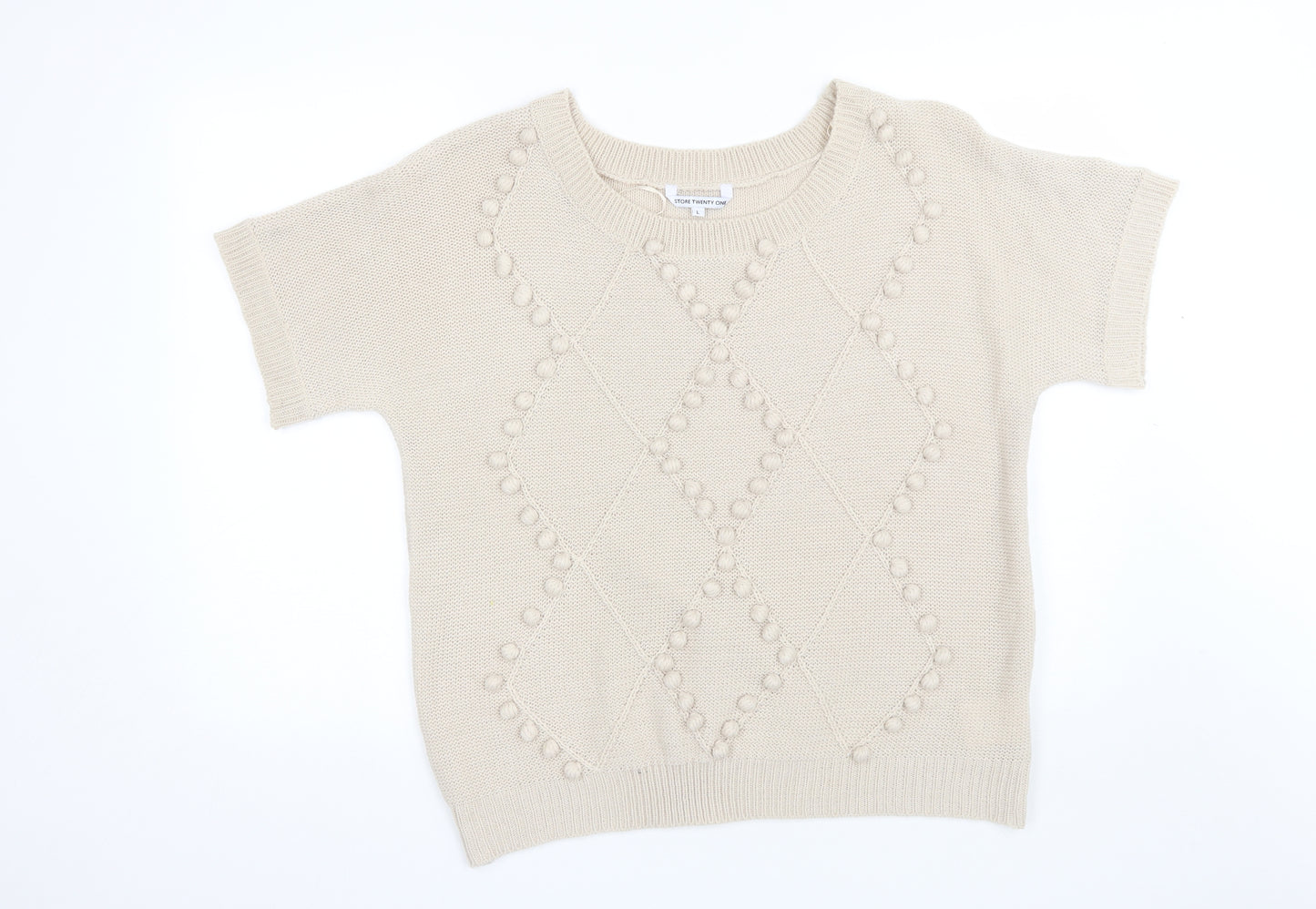 Store 21 Womens Beige Round Neck  Acrylic Pullover Jumper Size L